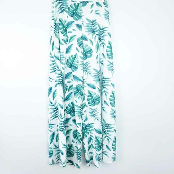 Fashion Nova Palm Print Wide Leg Pants Split Leg  FIts Like XS, Tropical Jungle - Picture 1 of 4